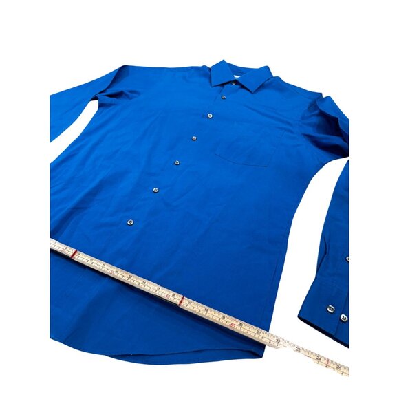 Van Heusen Mens Fitted Wrinkle-Free Blue Dress Shirt 15-15 1/2 M - Picture 9 of 10